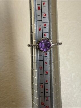 Sterling Silver Purple Gemstone Halo Ring